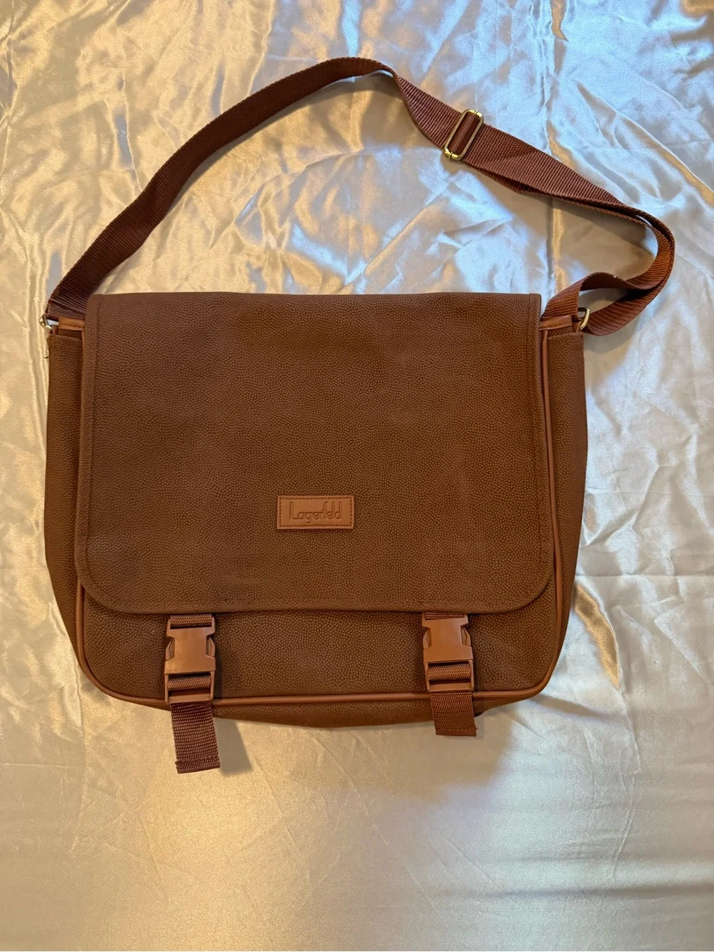 Karl Lagerfeld Brown Messenger Bag - Adjustable Strap